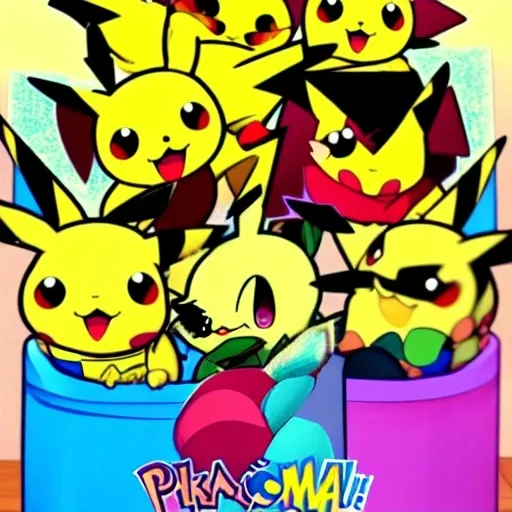 Prompt: pikachu & inordinate So bowl joke Pokémon happy Tree friends Kikoriki  cava Riccir from Frick show