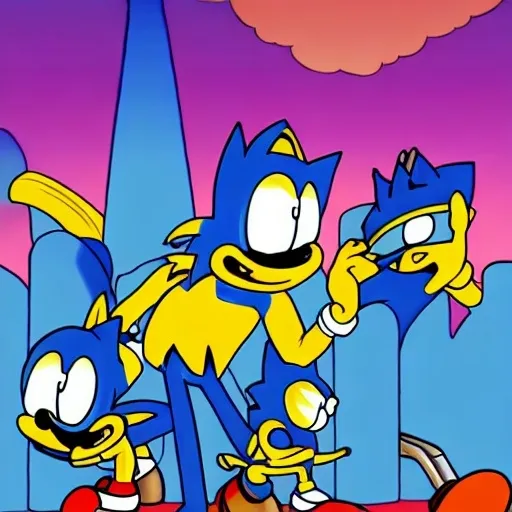 Prompt: Sonic The Simpsons from ( 5 4 3 8 )  
