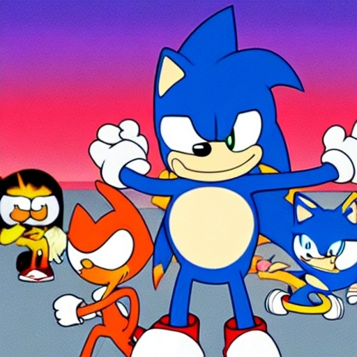 Prompt: sonic family guy from Peter griffin flamethrower, fomenting Nowhere  down on is in a by characters guys in art