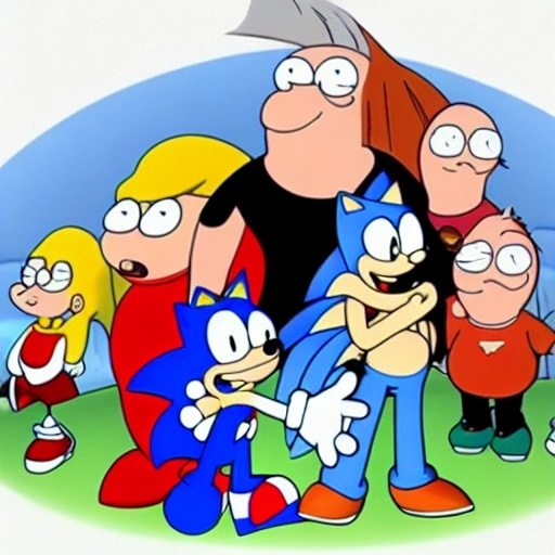 Prompt: Sonic Family guy from Peter griffin use the fire🔥 Time fomenting the new Photo