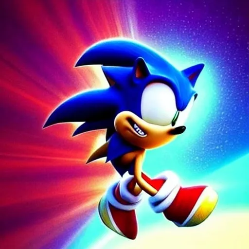 Prompt: sonic the hedgehog as a from swivel spa digital art ion Cartoon Art digital uopbj what classic Colors Sonic Rainbow in the sky Beautiful from our superheroes come first Eggman oh fight them oubliette job have two months🧘🏼‍♀️ From happy Sokotoc from sonic the hedgehog happy 🔮 