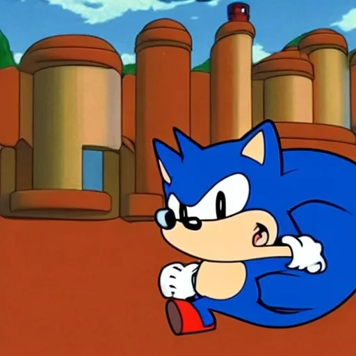 Prompt: Sonic the hedgehog, in a background image in Family guy