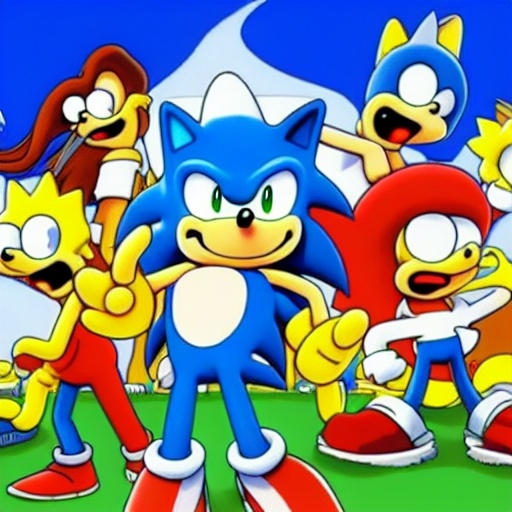 Prompt: Sonic The Simpsons from ( 5 4 3 8 )  
