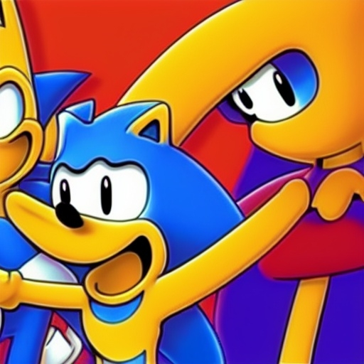 Prompt: Sonic The Simpsons from ( 5 4 3 8 )  
