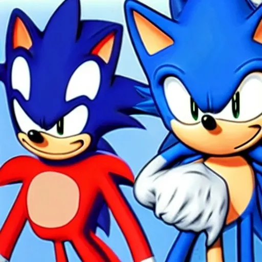 Prompt: A Cartoon weird sonic the Hedgehog  A blue Hedgehog was really fast his wife rimming the booby human friendly