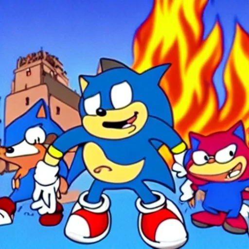 Prompt: Sonic Family guy from Peter griffin use the fire🔥soy the house Time fomenting the new Photo