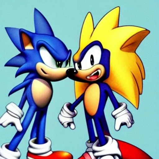 Prompt: A Cartoon weird sonic the Hedgehog  A blue Hedgehog was really fast his wife rimming the booby human friendly