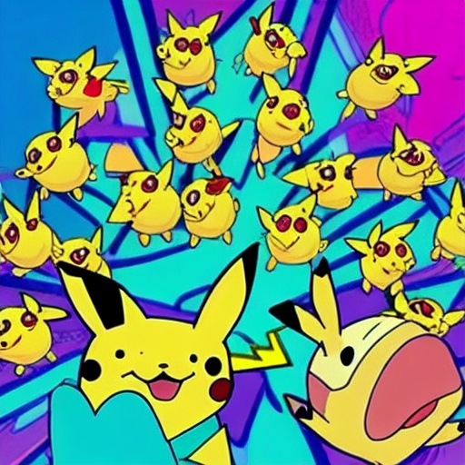 Prompt: pikachu & inordinate So bowl joke Pokémon happy Tree friends cava Riccir from Frick Family guy show