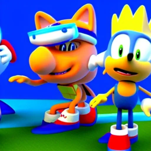 Prompt: Sonic the hedgehog in Peppa Pig Crossover video paw patrol from 3 d render, 8k, episode time new YouTube