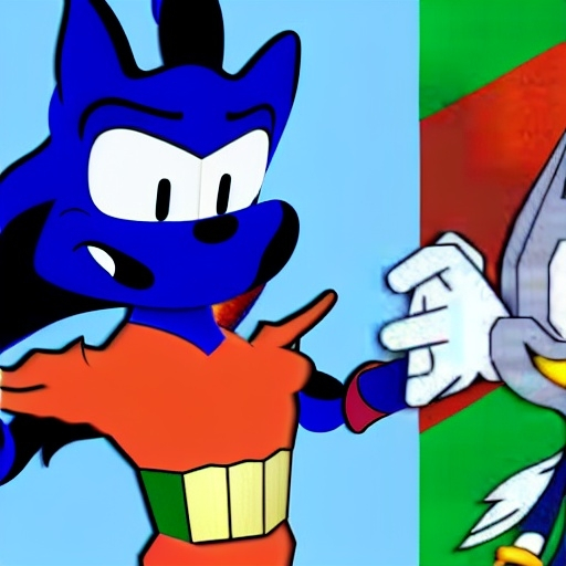 Prompt: Are crossovers overrated? News article. Videogames. Movies. Stock image. Bugs Bunny. Velma. Shaggy. Batman. Garnet from Steven Universe. Steven Universe. Sonic, Tails, Michael Jordon.