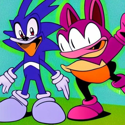 Prompt: Are crossovers overrated? News article. Videogames. Movies. Stock image. Bugs Bunny. Velma. Buster bunny Shaggy. .Looney Tunes Batman. Garnet from Steven Universe. Steven Universe. Porky pig. Daffy Duck. Sonic . Tails. Michael Jordon. Detail.