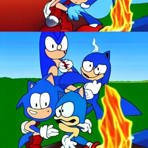 Prompt: Sonic Family guy from Peter griffin use the fire🔥 Time fomenting the new Photo