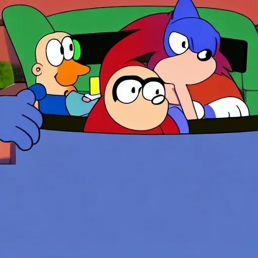 Prompt: Sonic Family guy from Peter griffin Nowhere 4 down OC from friends with free house photograph