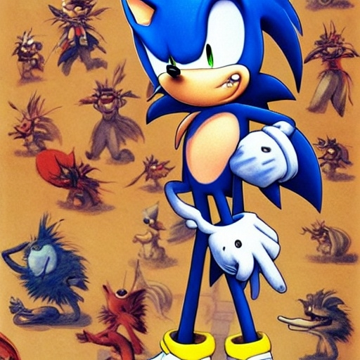 Prompt: Sonic, Terada Katsuya, Charles-André van Loo, Catherine Hyde, Alessandro Galli Bibiena, Gustaf Tenggren, Charles Fremont Conner, Donald Roller Wilson, Aleksander Gierymski, Charles Le Roux, Sonic, Sonic, Antoine Ignace Melling, Aloysius O'Kelly, George Lambourn