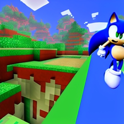 Prompt: Sonic Adventure 2 & Minecraft