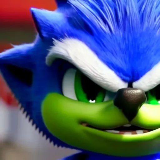 Prompt: pepe is sonic the hedgehog