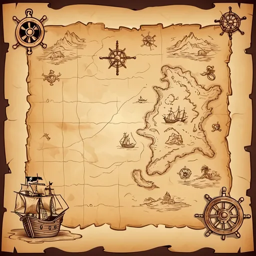 Prompt: Pirate Treasure map template, old vintage paper