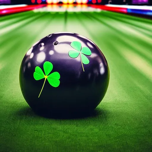 Prompt: 4 leaf clover 
on a bowling ball







