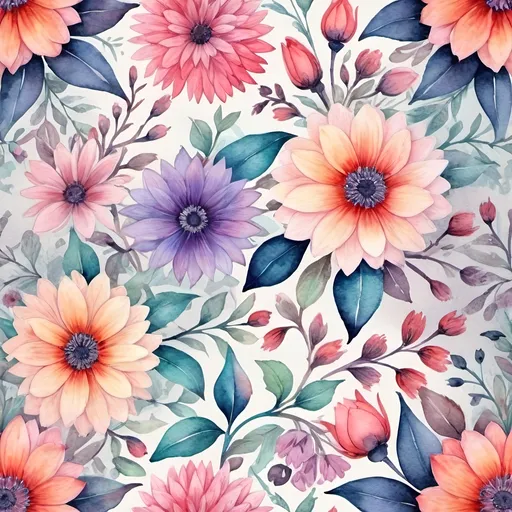 Prompt: Beautiful, vibrant flower pattern, watercolor, detailed, pastel colors, high contrast, intricate, floral, textile design, elegant, patterned, soft lighting, subtle texture high revolution