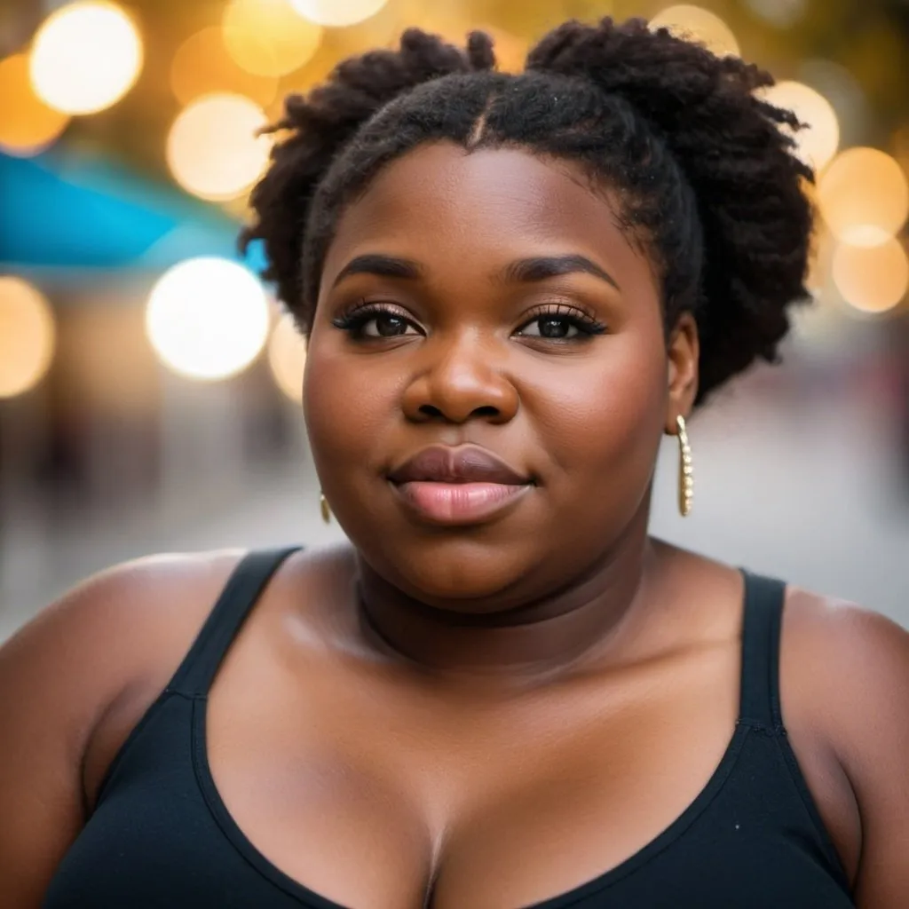 Prompt: A beautiful fat  black woman, bokeh