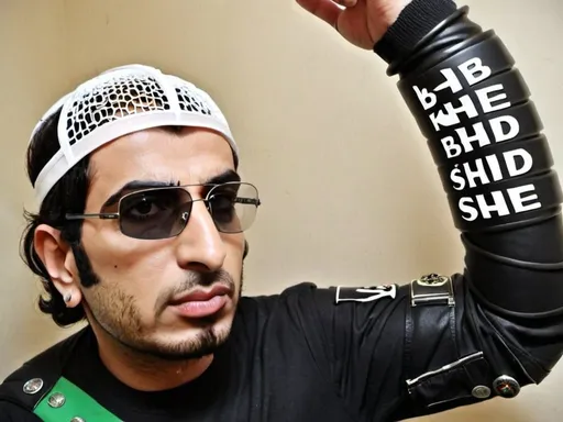Prompt: Me stand be side borg khalifa