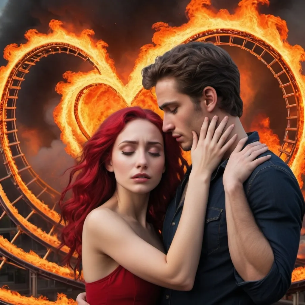 Prompt: An emotional roller coaster romance fire heartbreak adaptable acceptance self human sedusa adornment