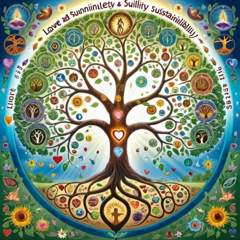 Prompt: miraculous tree of life love and sustainablility 
