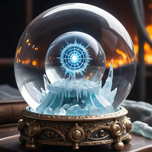 Prompt: An emotional roller coaster ice fire lightening frightening futuristic autonomy chackra psychic crystal ball customized sedusa adornment character 