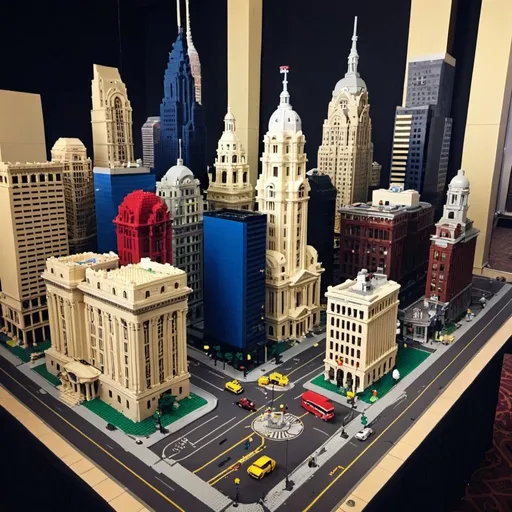 Prompt: Downtown Philadelphia made out of legos