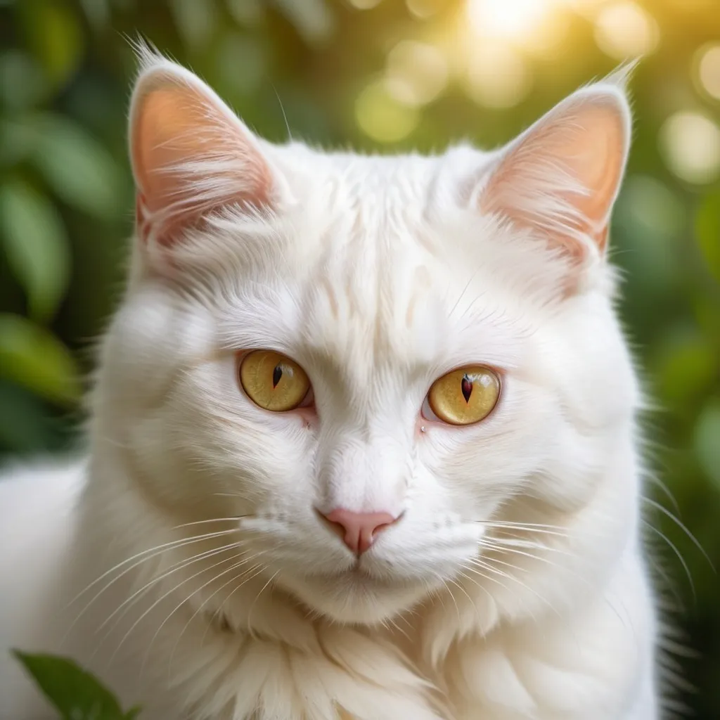 Prompt: A white cat with golden eyes