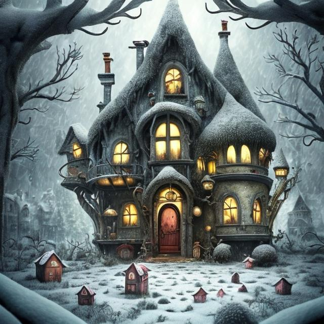 Prompt: extremely detailed and hyper-realistic drawing of a cute house in a snowy forest of unknown good creatures, Tim Burton style
sharp detail
cinematic frame
800k
Three-dimensional perception of a picture
Fabulous, magical, tender