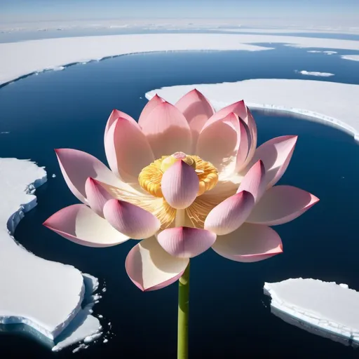 Prompt: High above Antarctica, a giant Lotus Blossom floats in orbit of the Earth, the stem reaching the earth far below., it is not in water, but so big, it floats on the top of air like a balloon.
The you can easily see the curve of the earth in background, higher than any aeroplane.

