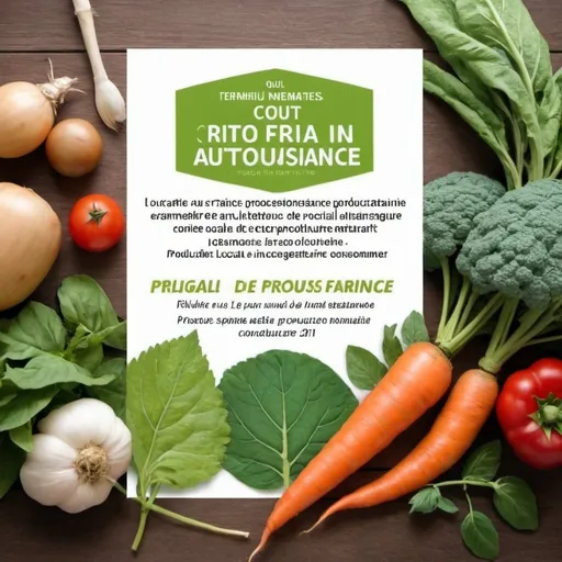 Prompt:  Cr�er un flyer qui va faire une br�ve pr�sentation de mon activit� de vente en ligne, au S�n�gal de l�gumes frais du terroir, qui retrace le parcours du producteur local au consommateur. Nous voulons encourager le consommer local et naturel pour l'atteinte de l'autosuffisance alimentaire