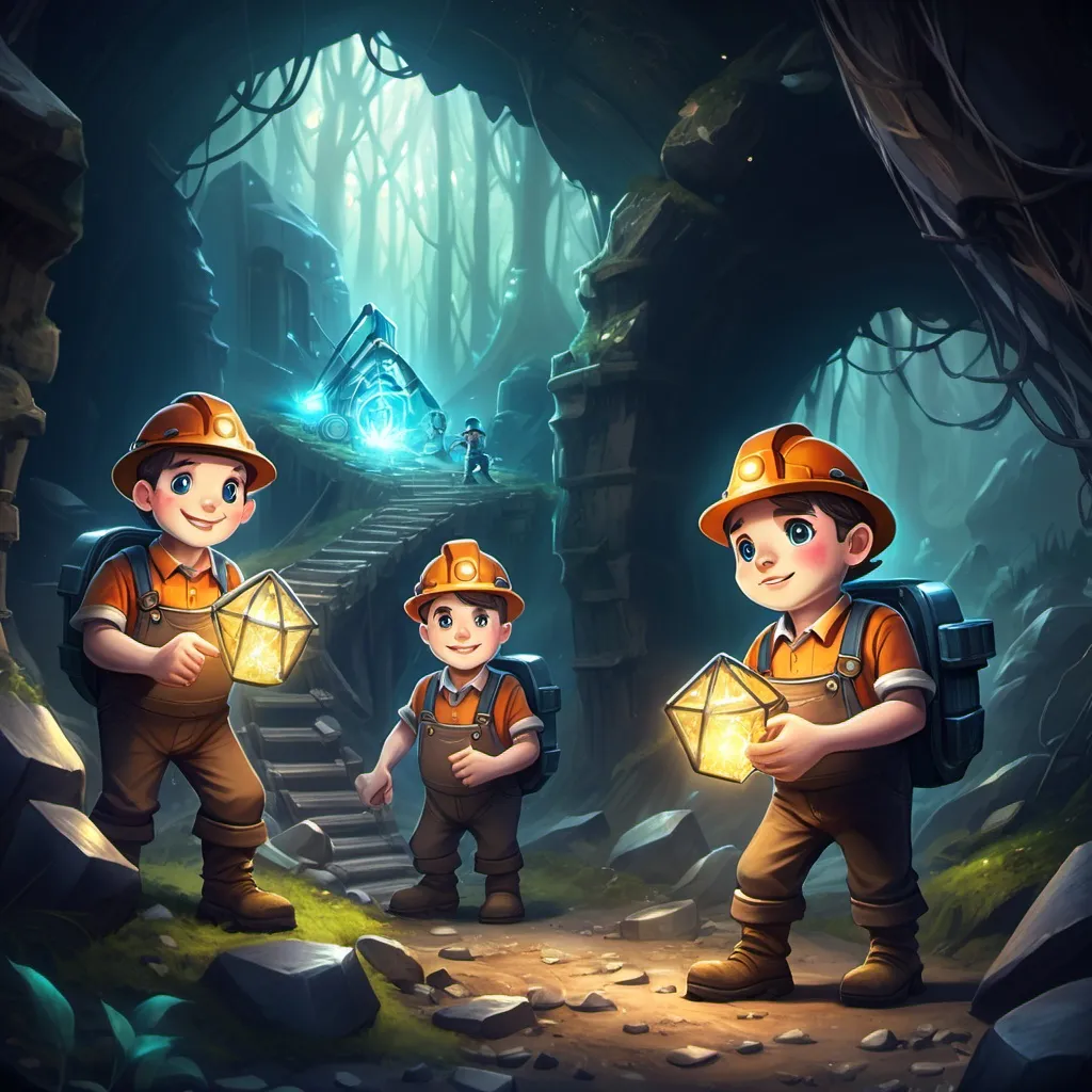 Prompt: Enchanted miners