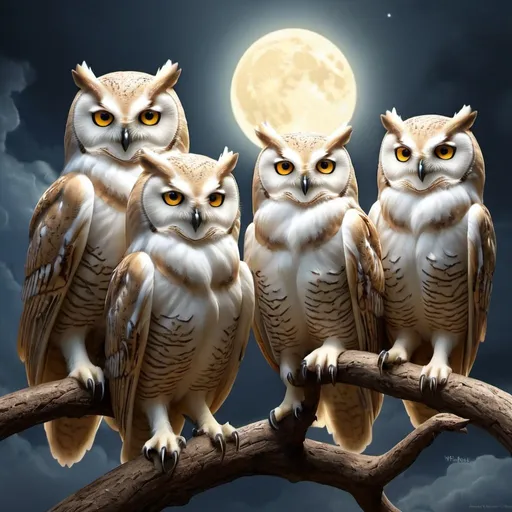Prompt: Owls of light warriors

