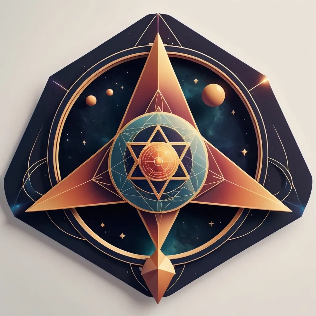 Prompt: geometric shaped logo using sacred geometry of a space ship