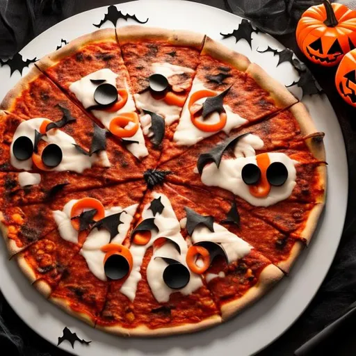 Prompt: Halloween scary pizza