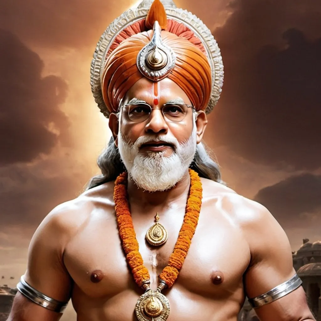 Prompt: narendra modi image as bahubali avtar
