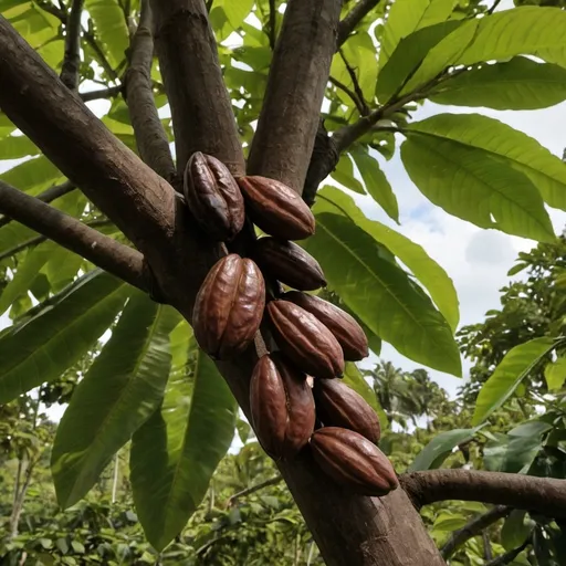 Prompt: cocoa bean tree and branches