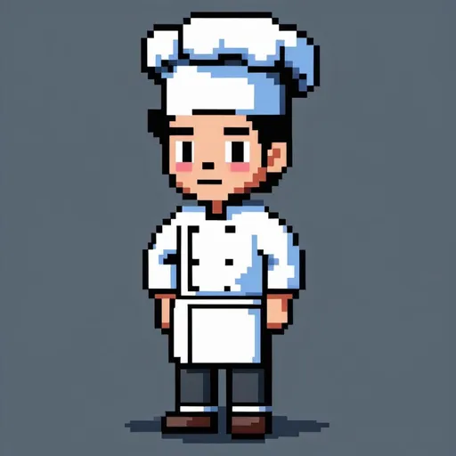 pixel art 2d game character, chef, handsome and youn...