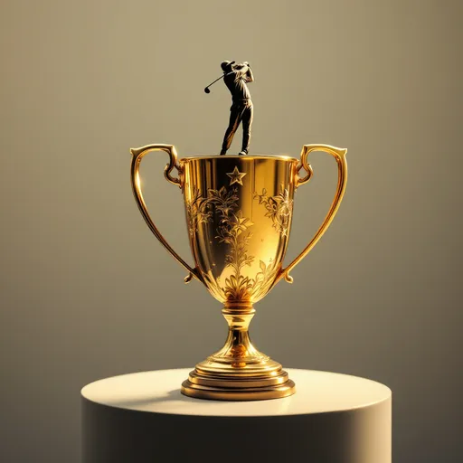 Prompt: a trophy with a golfer on top
