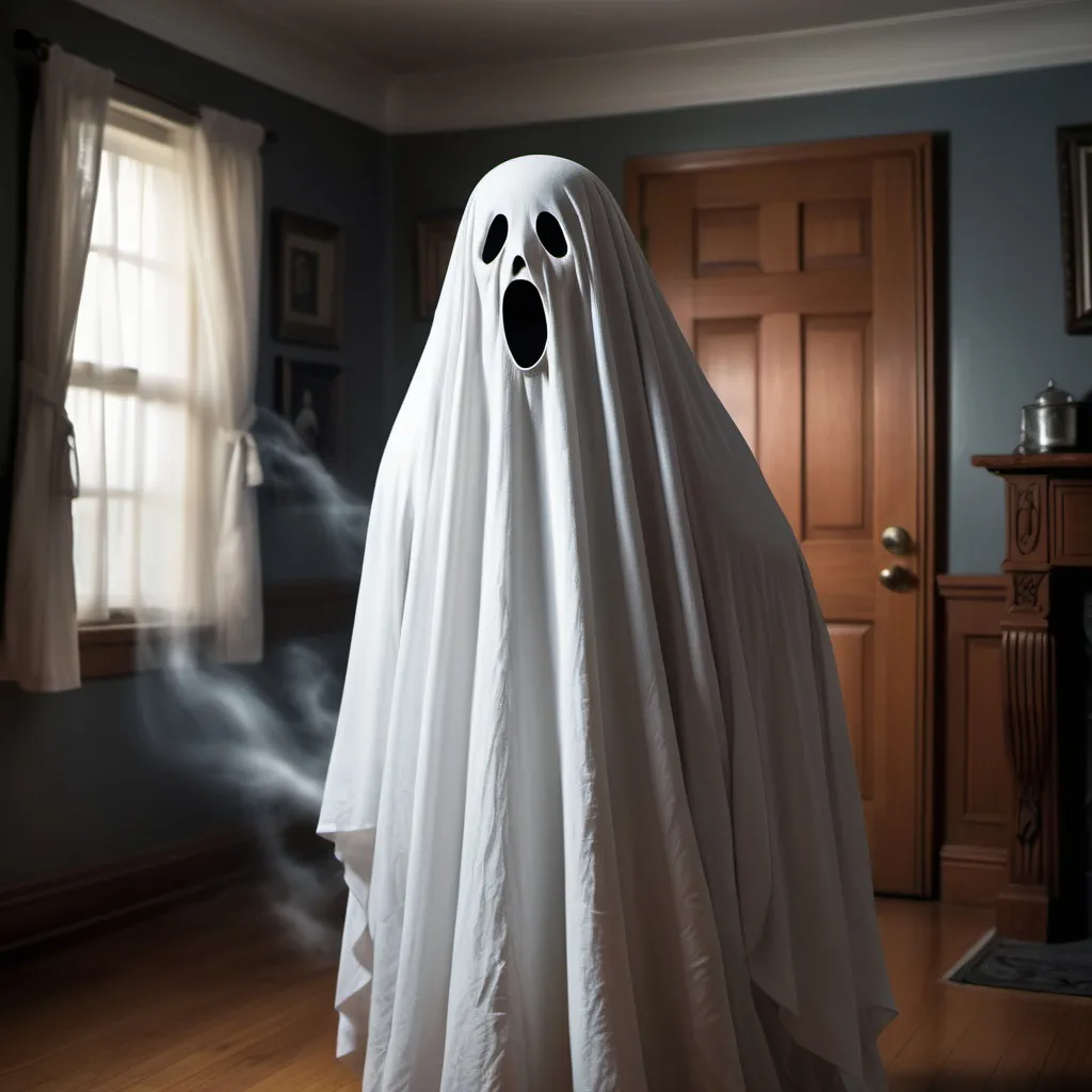 Prompt: a ghost scaring in the house