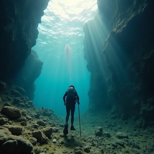 Prompt: underwater
 hiking
