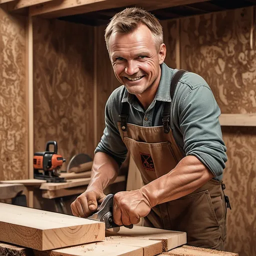 Prompt: Honest wood cutter man with ace 