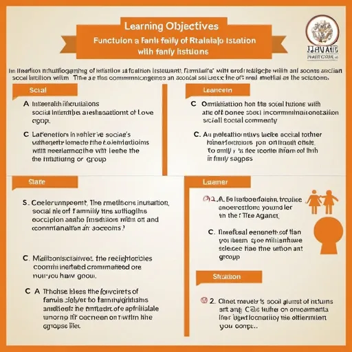 Prompt: Learning Objectives
By the end of this assignment the learner will be able to
 Illustrate the institution of the family’s relationship with other social intuitions in society using
an infographic.
 Select particular social functions of social institutions using written and visual communication
mediums.
Directions
You may work individually on this assignment or in a group. Self-select into groups of 1-4 people.
Develop an infographic map that shows how the family relates with at least two other social institutions
in society. Your infographic will be assessed with the following four criteria:
A. State the manifest function of each social institution. /3
B. Indicate the relationship between the institution of the family with the other institutions you
have selected. /2
C. Highlight at least one latent function of the institution of the family’s relationship with another
institution. /1