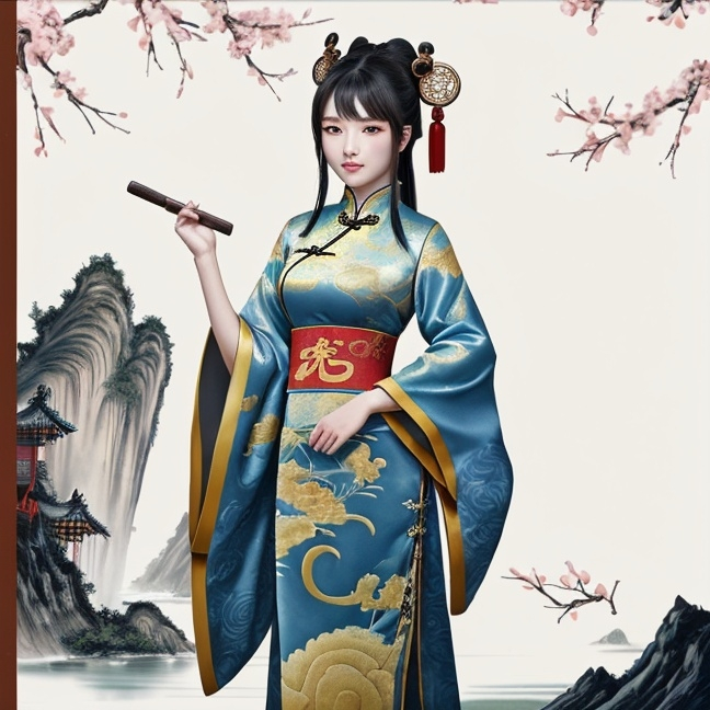 Prompt: Beautiful Chinese girl in ancient Chinese clothes