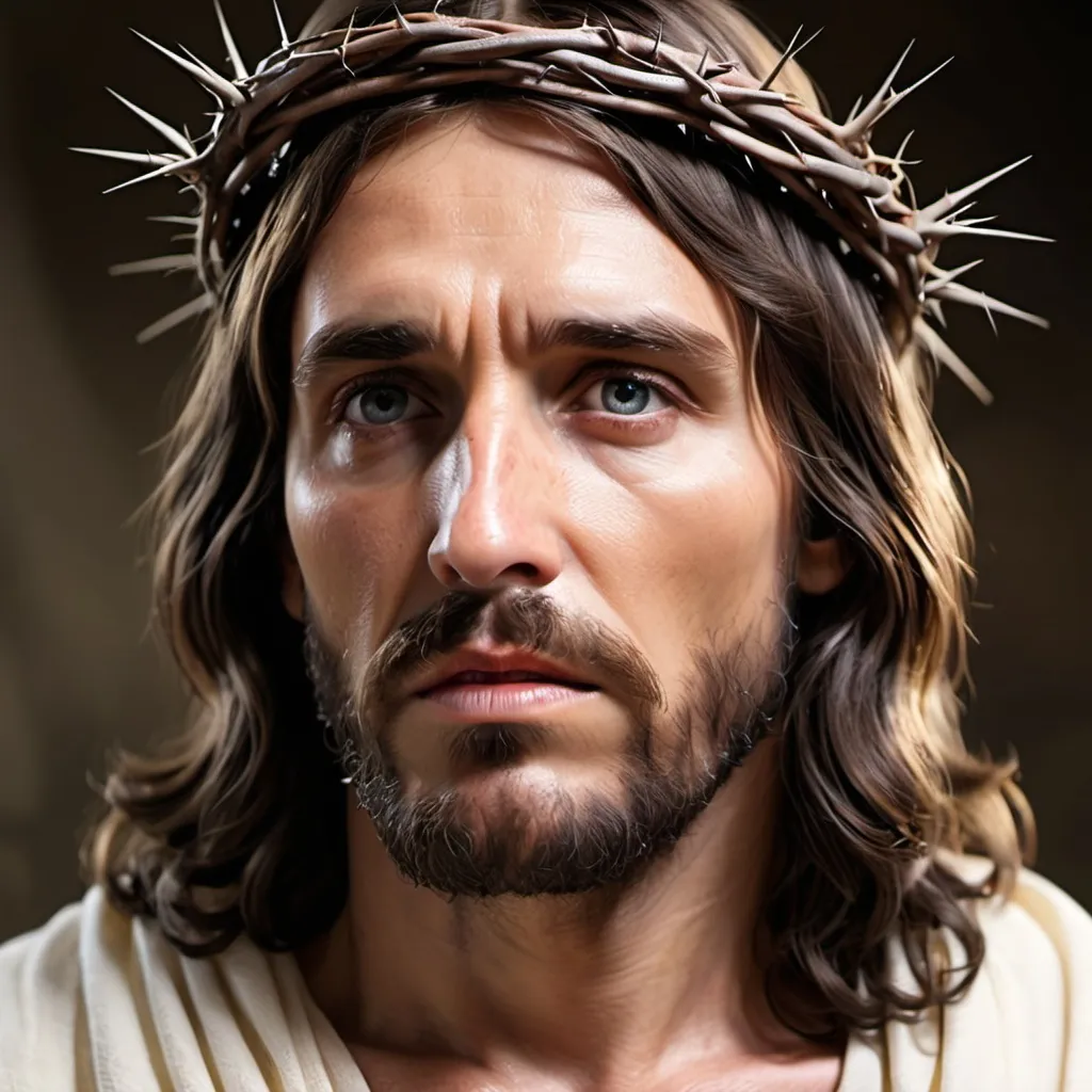 Prompt: Jesus Christ with a crown of thorns