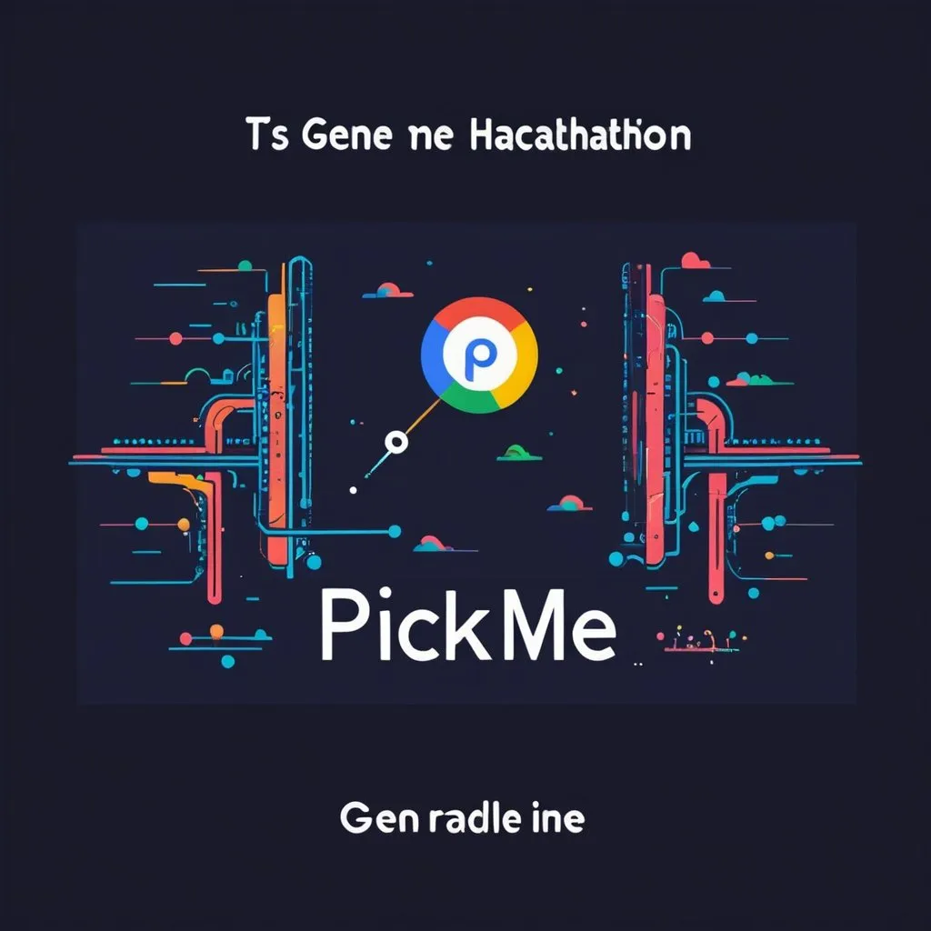 Prompt: Generate a cool t-shirt design for a Gen AI Hackathon for PickMe which is a ride hailing company, in partnership with Google where Google insignia should be visible in addition to PickMe