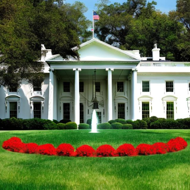 Prompt: A white house with a big yard 