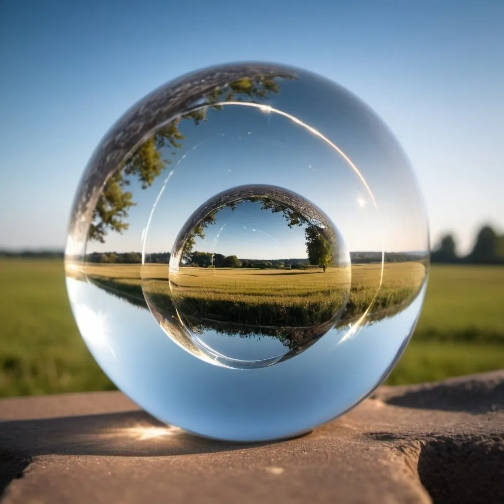 Prompt: boule de cristal transparente et dedans [paysage] en utilisant la courbe technologique Bézier